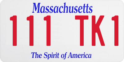 MA license plate 111TK1