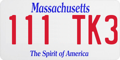 MA license plate 111TK3
