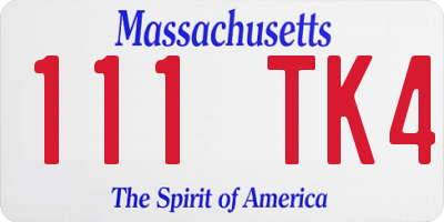 MA license plate 111TK4