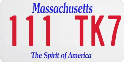 MA license plate 111TK7
