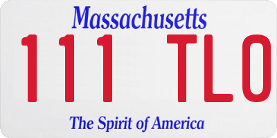 MA license plate 111TL0