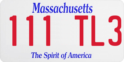 MA license plate 111TL3