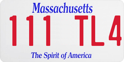 MA license plate 111TL4