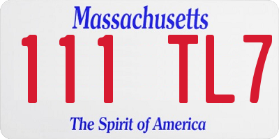 MA license plate 111TL7
