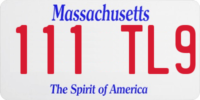 MA license plate 111TL9