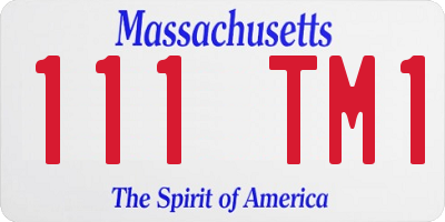 MA license plate 111TM1