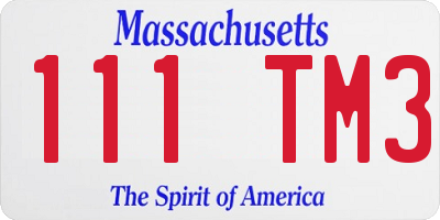 MA license plate 111TM3