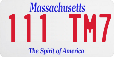 MA license plate 111TM7