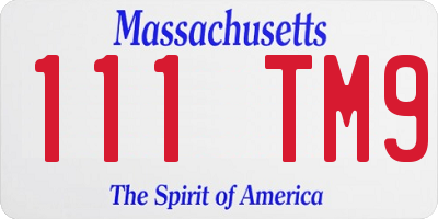 MA license plate 111TM9