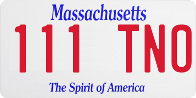 MA license plate 111TN0