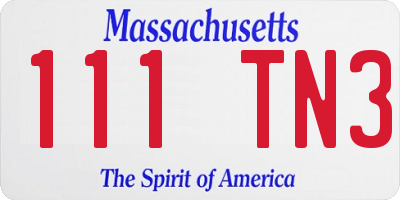 MA license plate 111TN3