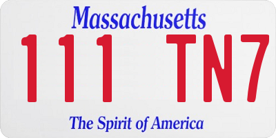 MA license plate 111TN7