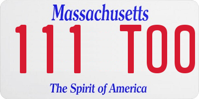 MA license plate 111TO0