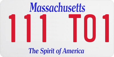 MA license plate 111TO1