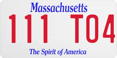 MA license plate 111TO4