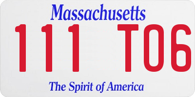 MA license plate 111TO6