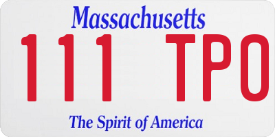 MA license plate 111TP0