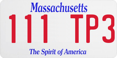 MA license plate 111TP3