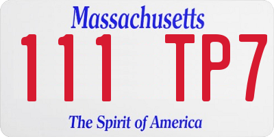 MA license plate 111TP7