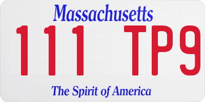 MA license plate 111TP9
