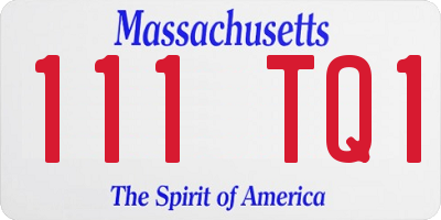 MA license plate 111TQ1