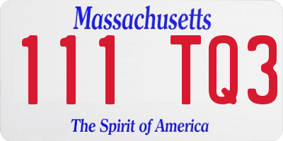 MA license plate 111TQ3