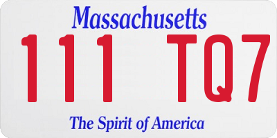 MA license plate 111TQ7