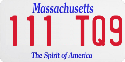 MA license plate 111TQ9