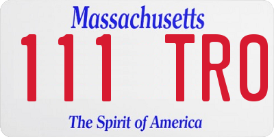MA license plate 111TR0