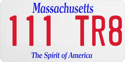 MA license plate 111TR8