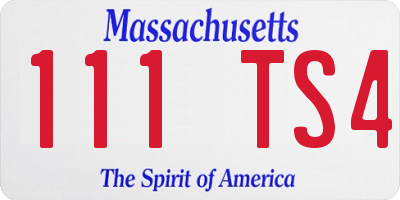 MA license plate 111TS4