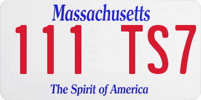 MA license plate 111TS7