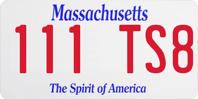 MA license plate 111TS8