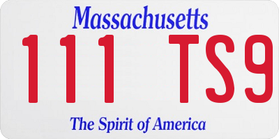 MA license plate 111TS9