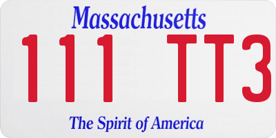 MA license plate 111TT3