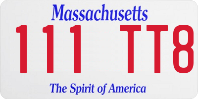 MA license plate 111TT8
