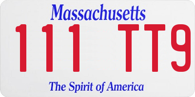 MA license plate 111TT9