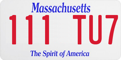 MA license plate 111TU7