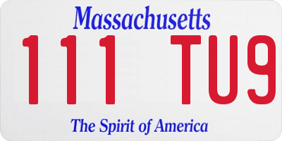 MA license plate 111TU9