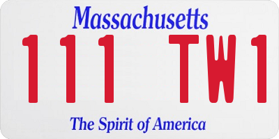 MA license plate 111TW1