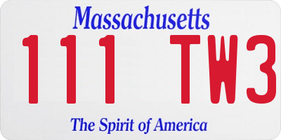 MA license plate 111TW3