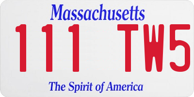 MA license plate 111TW5