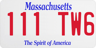 MA license plate 111TW6