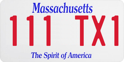MA license plate 111TX1