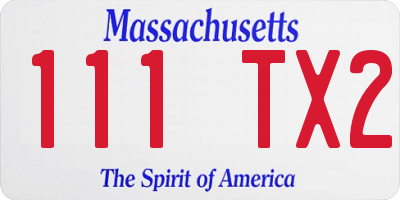 MA license plate 111TX2
