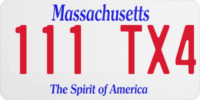 MA license plate 111TX4