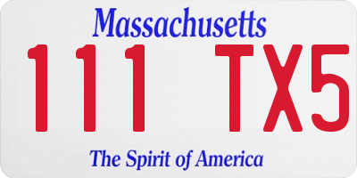 MA license plate 111TX5