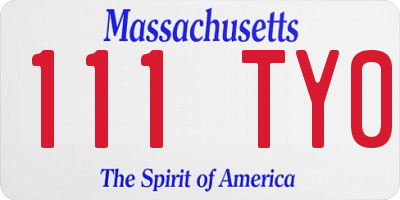 MA license plate 111TY0