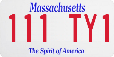 MA license plate 111TY1