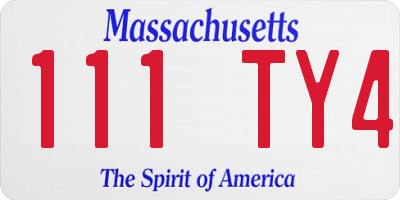 MA license plate 111TY4